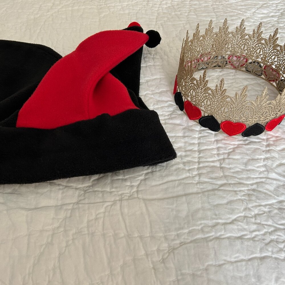 Joker & The Queen Cosplay Fair Halloween Hat Cap Crown Royal Hearts His Hers Set